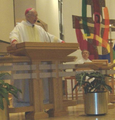 The inaugural liturgy was celebrated in the main Shrine church, Most Reverend Robert J. Hermann (at right), Vicar General of the Archdiocese of St. Louis, presiding.