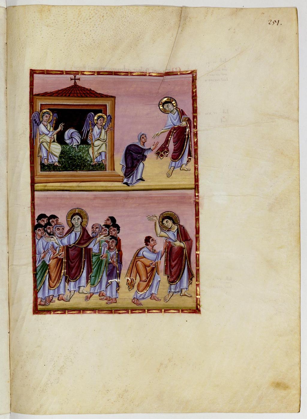 Garrison Figure 23. Resurrection, Ascension, Pentecost, Gospels of Otto III, c. 1000, manuscript, 33.4 cm x 24.2 cm.