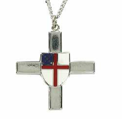 blue enamel. Gift boxed. Cross measures 1.25 x 1.25 inches. $26.