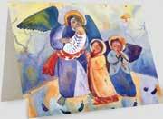 25" Song of the Angels Christmas Cards Mary and baby Jesus are accompanied by harmonious angels on these graceful Christmas cards.
