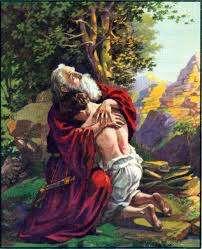 B. THE TEST OF LOVE 5Then Abraham said to his young men, Stay here with the donkey; I and the boy will go over there and worship and come again to you.