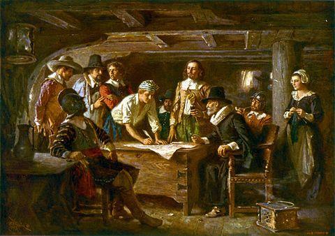 The Mayflower Compact "The Mayflower Compact" was written by these settlers.
