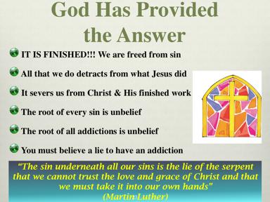 God has provided an answer, what must we do? Then they asked him, What must we do to do the works God requires? Jesus answered, The work of God is this: to believe in the one he has sent.
