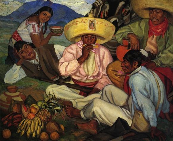 Camping Zapatista 1922 Fernando Leal Oil on canvas Revolutionary Followers of Emiliano Zapata at