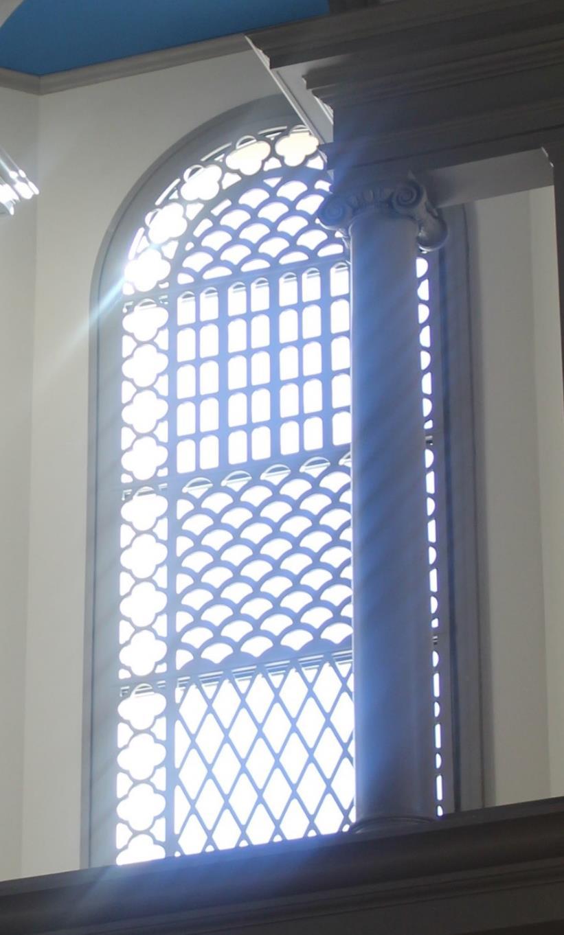 Nave Window Grilles Decorative hammered metal grilles at the main level of the in the nave, transepts, confessionals, sanctuary, wings.