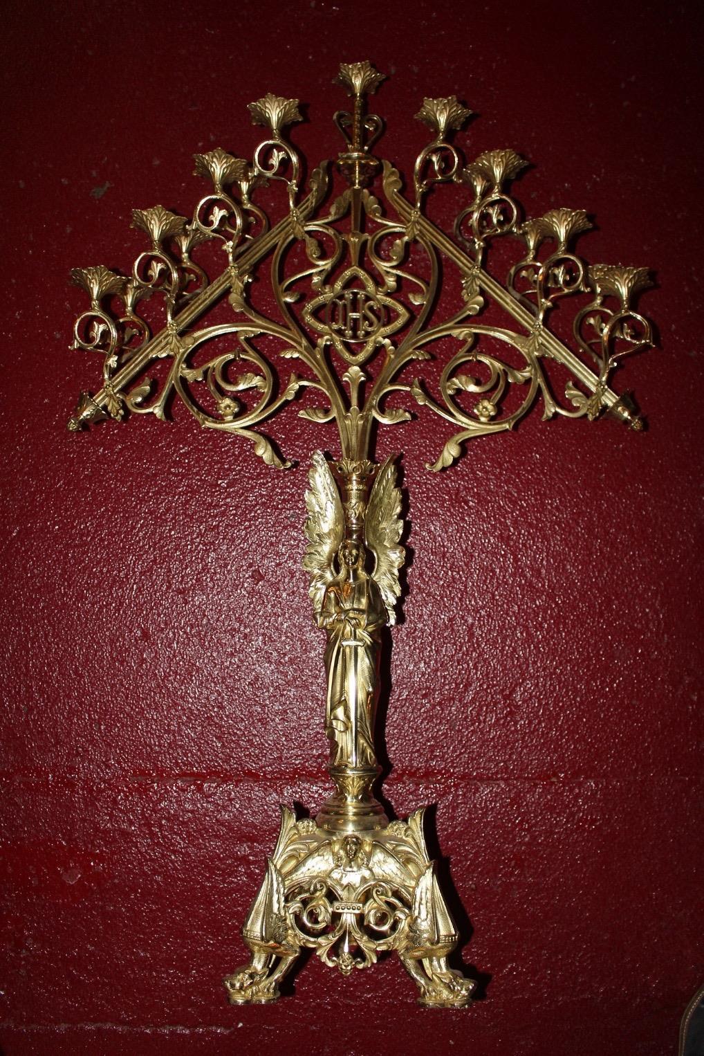 Tenebrae Stand Antique brass candelabra used
