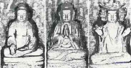 2. Three Mahayana Buddhas composed of three of Four Direction Buddhas. Aksobaya or Bhaisajyaguru Yao-shih (the east), Amitaba (the west), Sakyamuni (the south), Maitraya (the north) ex) 1.