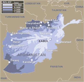 Map and Important Data Capital: Kabul Area: 251,825 sq mi; slightly smaller than Texas Population: 31,491,928 (2012 estimate) 80% Sunni Muslim, 19% Shia Muslim Main ethnic groups: Pashtun, Tajik,