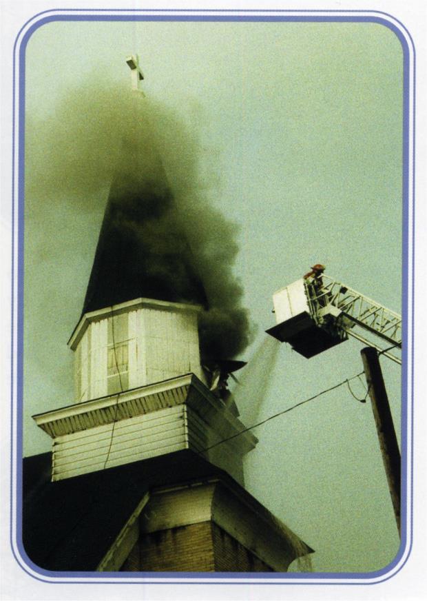 On August 13, 1995, lighting struck the church and for a "long while" the sanctuary was in serious jeopardy. The first bolt struck the steeple about 7:00 p.m.