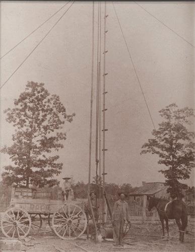 Descendants of Joseph Ables (Abel) Family Picture of First J.H.Abel & Son Well Drilling Rig-believe it has Obediah Silas Abel Jr.