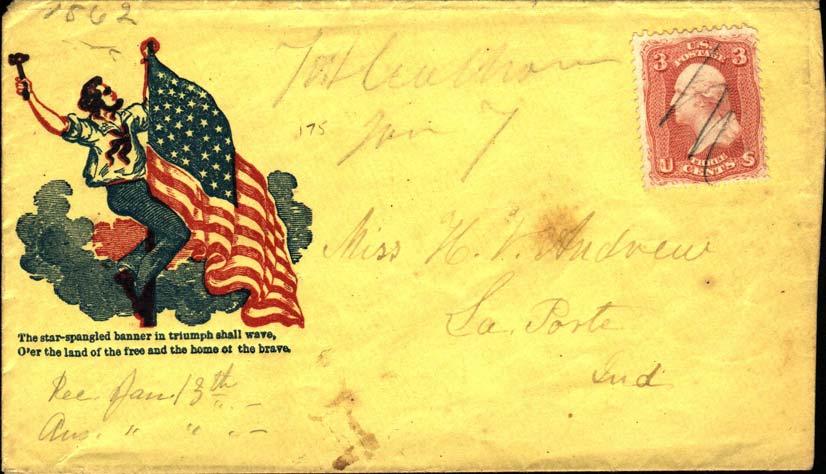 Banner Civil War patriotic (Walcott L2078) Fort Calhoun Jan 7 (1862) manuscript
