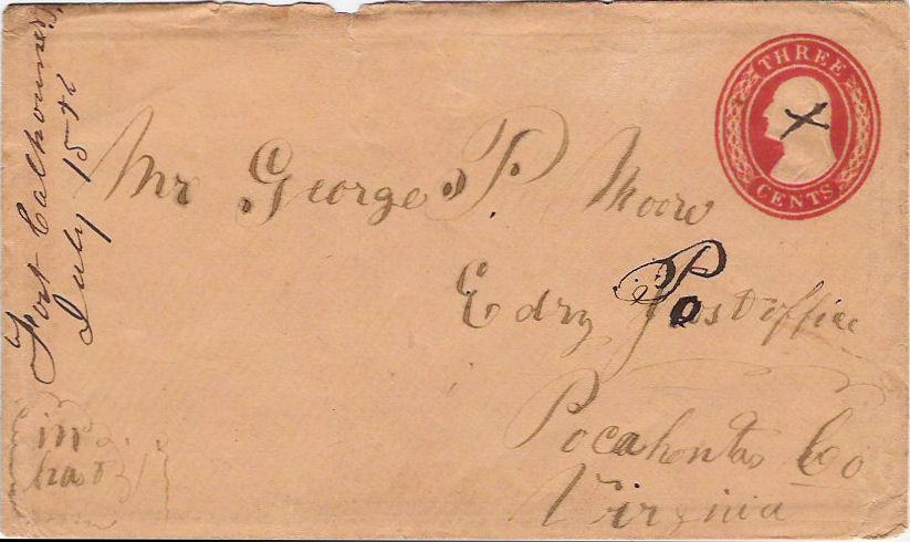 Forts Fort Calhoun Fort Calhoun July 15 (1857) manuscript postmark on 3 first