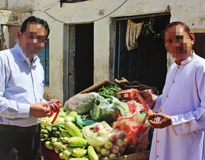 Left: Fruit and vegetable stands such as the one pictured provide economic empowerment to persecuted Christians.