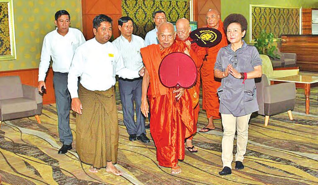 23 september 2017 Buddhist delegation leaves for China 9 Sayadaw Dr Bhaddanta Kumaran Bhivamsa arrives Yangon Inter airport to leave for China.