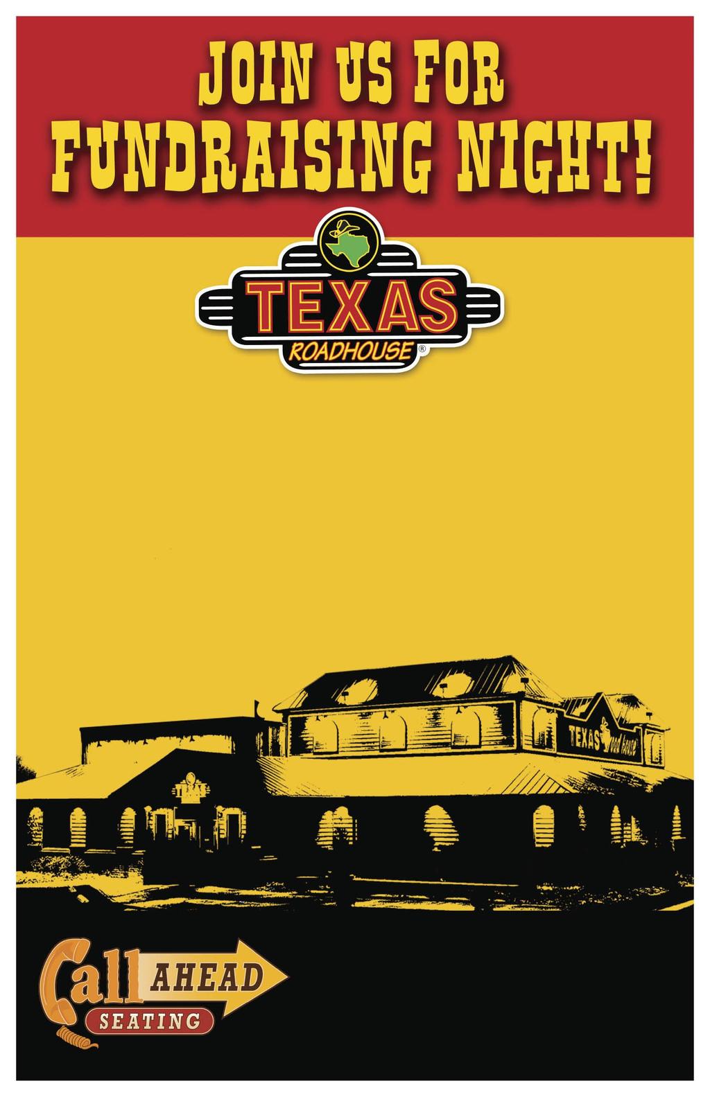 Faith United Methodist Church Sunday, April 29th 11AM-4PM Support this cause by presenting this invitation to the listed Texas Roadhouse location and Texas Roadhouse will donate 10% of your total
