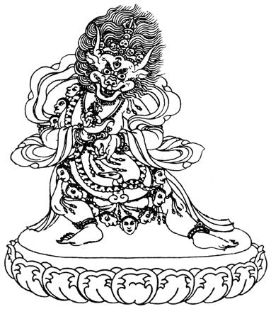 Request to the Lineage for Inspiration To the Ruler of the All-pervasive, Manjushri-vajra Yamantaka; To the ennobling, impeccable father Tsongkhapa, Together with the lineage of your spiritual sons