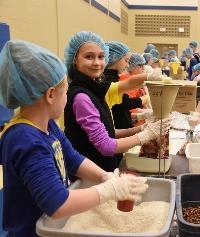 On February 26, our Kindergarten through 8 th grade classes filled the Trinity Gym with willing hands and hearts of love for the people of East Fork Lutheran hurch on the Apache Reservation