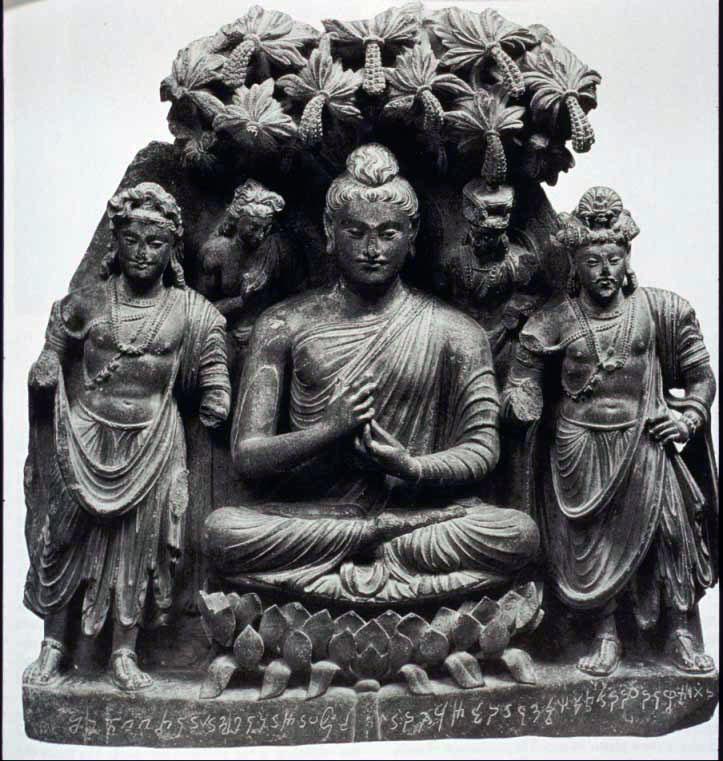 Many of the images of the Buddha from this time were accompanied by pairs of bodhisattvas (enlightened beings), most of who later became the focus of their own cults.