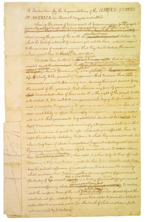 Draft of Declaration of Independence http://www.google.com/imgres?imgurl=http://www.loc.gov/exhibits/jefferson/images/vc53.jpg& imgrefurl=http://www.loc.gov/exhibits/jefferson/jeffdec.
