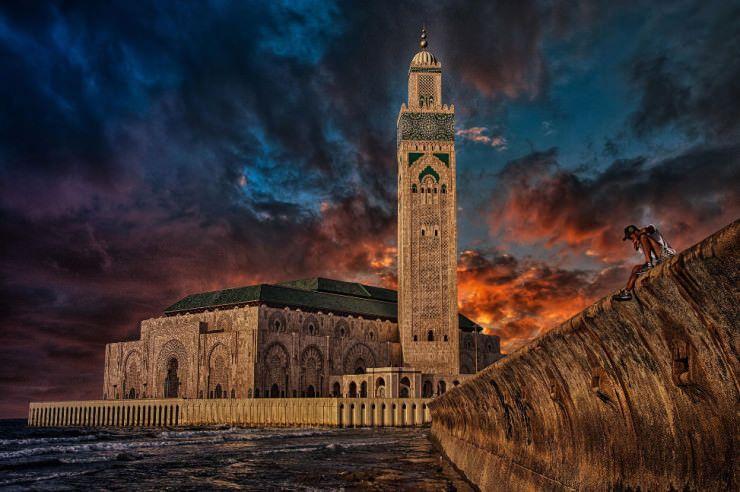 Famous Islamic Monuments Hassan II Mosque, Casablanca, Morocco Built in 1993 Largest