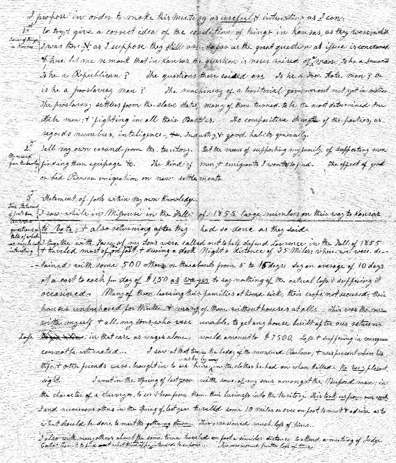 The first page of John Brown s handwritten speech that he delivered throughout New England in 1857 in an attempt to raise funds for