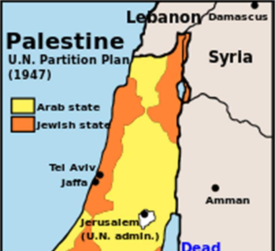 1947 [29 NOV] The United Nations adopted a partition plan for establishing independent Jewish & Arab States whenever the British Mandate ended on 14 May 1948.