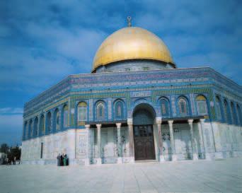 The Dome of the Rock in Jerusalem was built by Muslims in the seventh century. Muslims believe that Muhammad ascended into Paradise from this site.