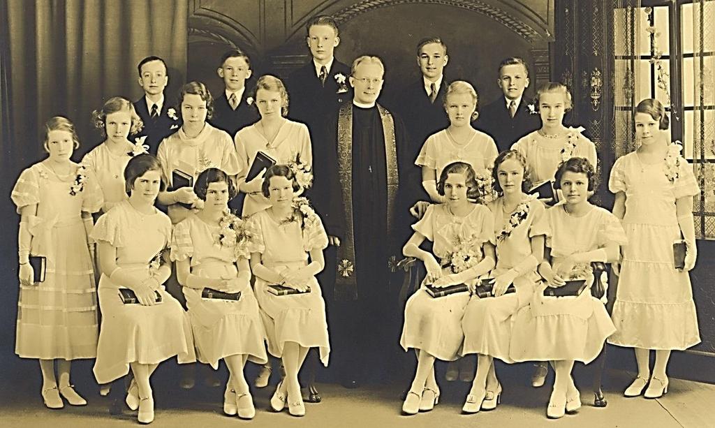 Confirmation Class of 1933 with Rev. Grunst who also served as Bishop during his time at St. Pauls.