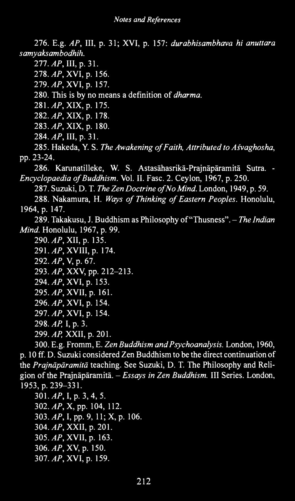 The Awakening of Faith, Attributed to Ašvaghosha, pp. 23-24. 286. Karunatilleke, W. S. Astasähasrikä-Prajnäpäramitä Sutra. - Encyclopaedia of Buddhism. Vol. II. Fasc. 2. Ceylon, 1967, p. 250. 287.