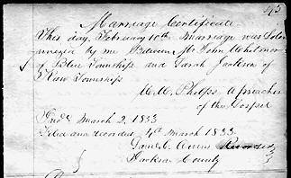 202 Mormon Historical Studies [Marriage Certificate] 34 On the 10th of May 1833 marriage was Solemnized by me between James Lewis 35 and Anna Jones 36 both of Blue township W.