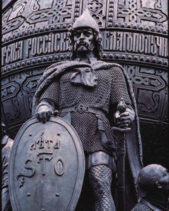 Trading with the Rurik, a mighty Prince, holds symbols of military might and political power: a shield and strong, plundering the weak, they moved south from sword.