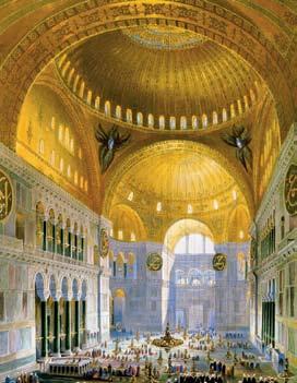 Many Byzantine buildings and even mosques followed the same style as Hagia Sophia. Mosaics on the walls are exquisite examples of Byzantine art.