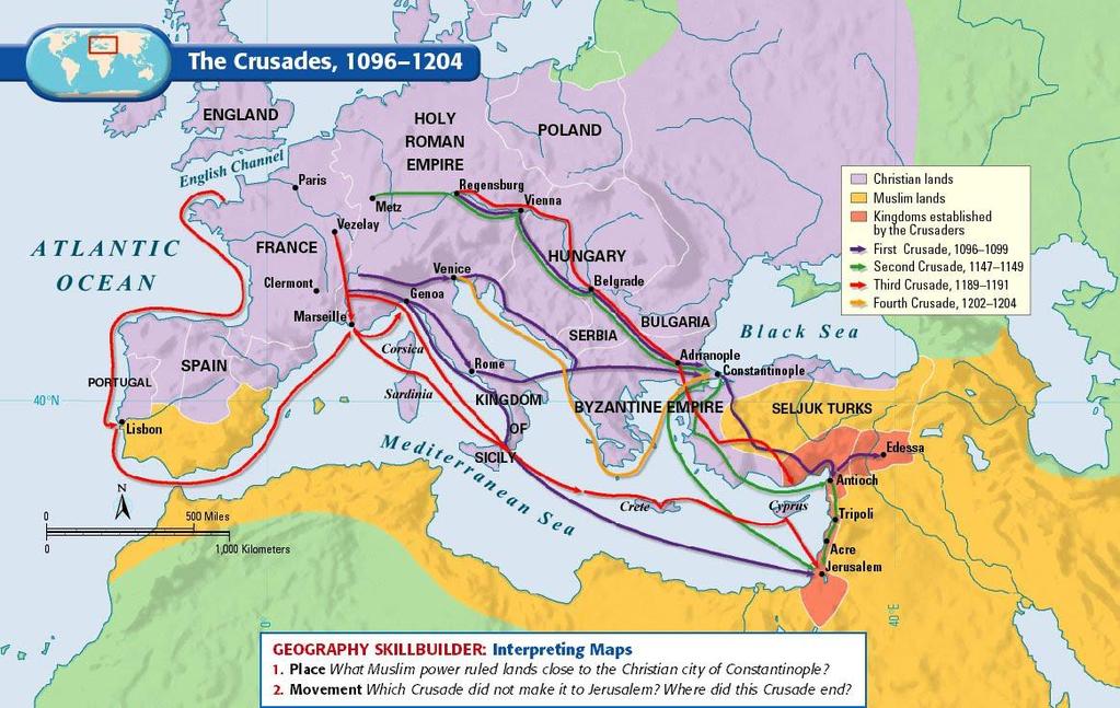 Crusades Between the 11th-13th Century, European Christians carried out a series of