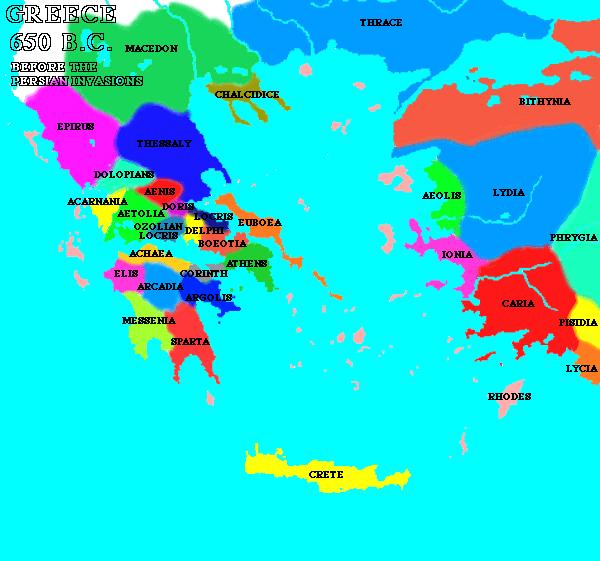 LESSON 1. The Ancient Greek World 1a. Look at this map of Greece in Ancient times. Then answer the questions below: www.e-grammes.gr/maps/650bc.