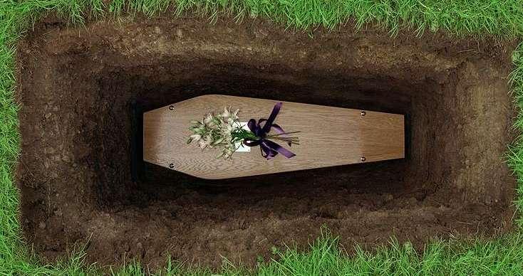 In a burial the whole body is