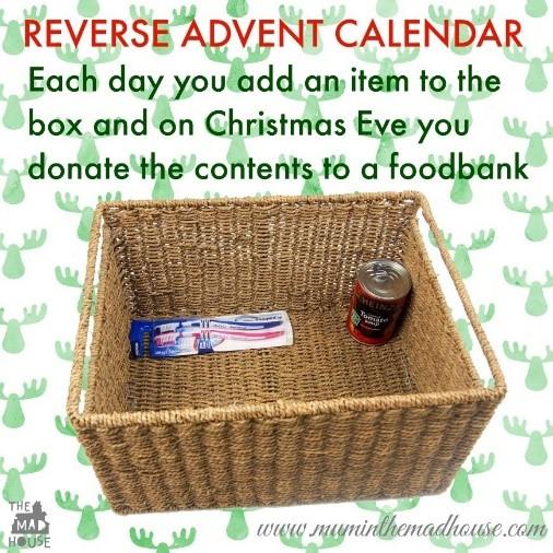 3rd Offering will be collected Sunday, December 17th A Gift Idea for this Holiday Season If you are willing to try something new this year, we would like to suggest A Reverse Advent Calendar.