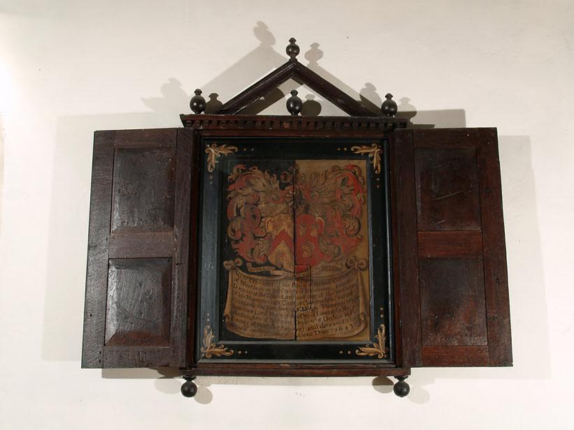 The Quest to save a Roundhead. In the chancel this unusual wooden triptych memorial invites the story of Richard Colchester, one of the six clerks of Chancery (the London Courts) to be told.