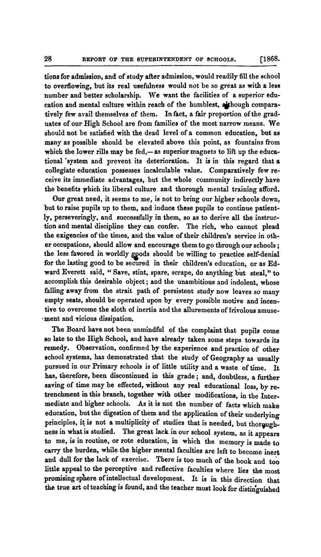 28 REPORT OF THE SUPERINTENDENT OF SCHOOLS. [1868.