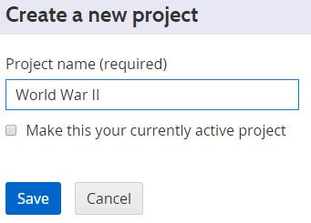 4 Enter a name for the project. Click Save.