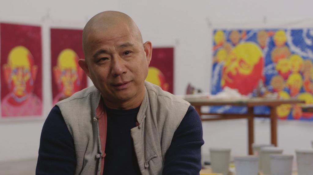172 Artist Fang Lijun at his studio (Beijing),The Chinese Lives of Uli Sigg, film still, Filip Zumbrunn.