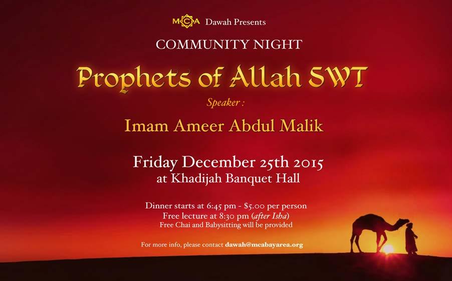 12:30 3:15 Sunset 8:00 12:15 1:30 UPCOMING EVENTS TONIGHT - Prophets of Allah SWT An-Noor 6:30