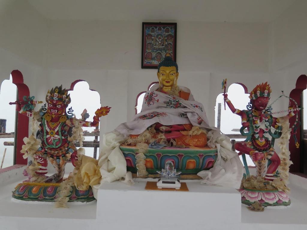 Buddha Amitabha, Hayagriya and Kurukulle, facing south, protect the tower and country The Shrine Hall is situated to the south of the Milarepa Tower and upon the advice of HH Je Khenpo, will contain