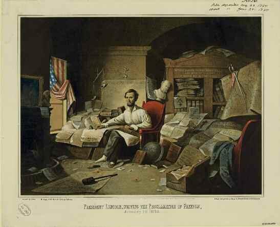 Lesson 1: Picturing Lincoln Lincoln Writing the Emancipation Proclamation Lithograph from a painting by David Gilmour Blythe, Lincoln