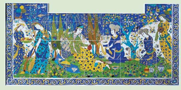 Design a an Cushion Islamic Cushion Fact File: Picnic Tile These tiles show a rich young lady having a picnic. They decorated a palace in Iran. The lady is resting on two cushions.