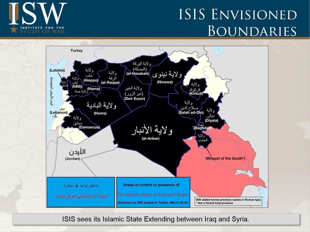 ISIS s Stated Territorial Ambitions ISIS divides