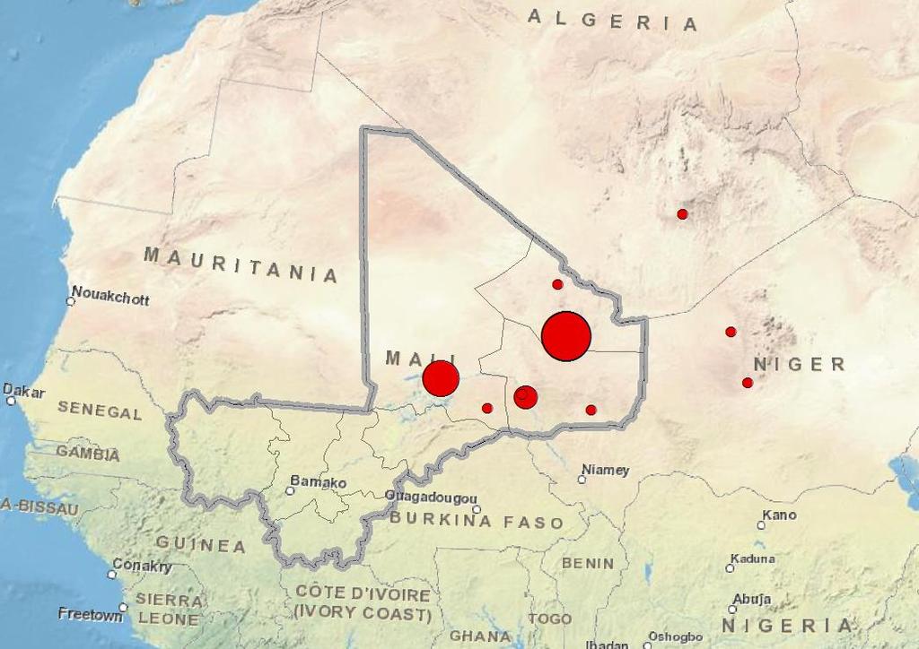 Mali: 2011 to 2013 Distribution of Suicide Attacks A L G E R I A 16 14 12 10 8 6 4 2 0 Suicide Attacks