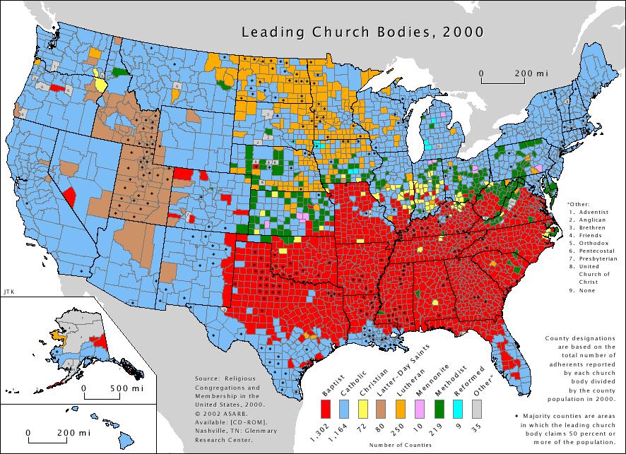 Less and Less Helpful? Majority Religious Denomination by County in the U.