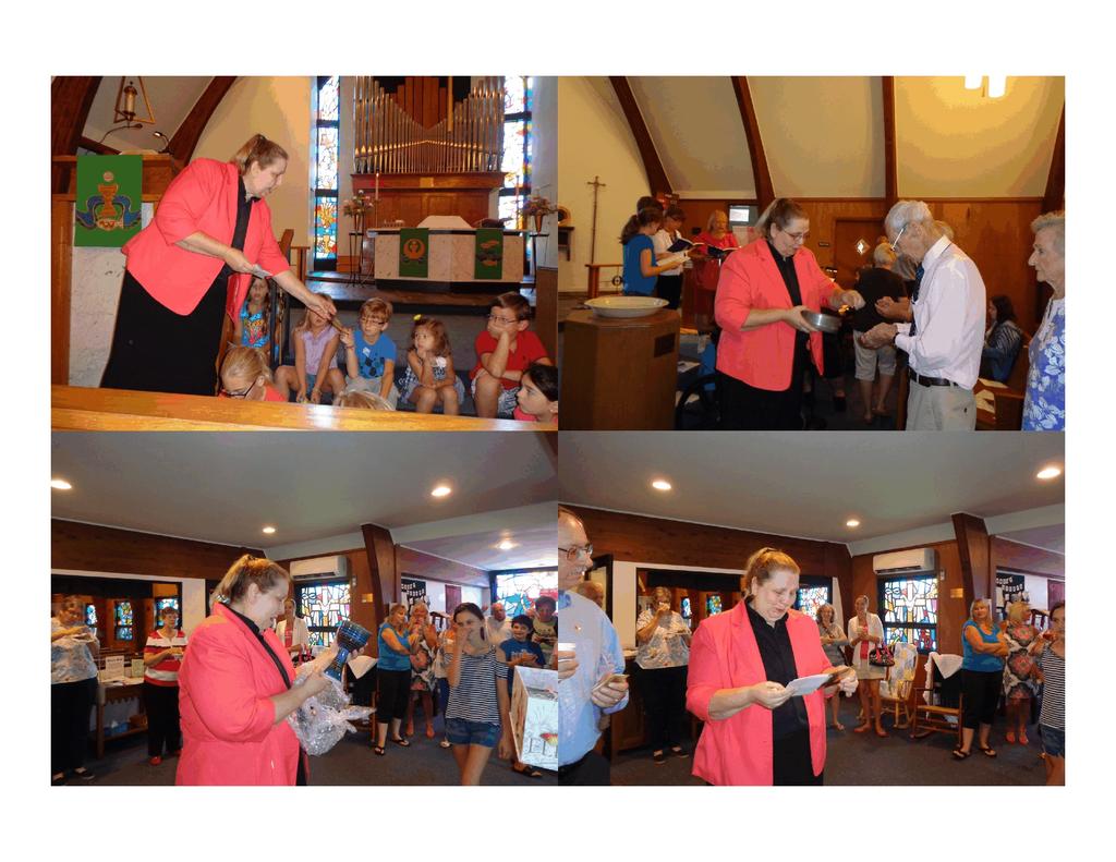 THE GOOD NEWS OF ST. MARK SEPTEMBER 2013 PAGE 5 OF 5 Upper left picture: Pastor Greenwald giving her children s sermon about being stars Upper right picture: Pastor Greenwald s final communion at St.