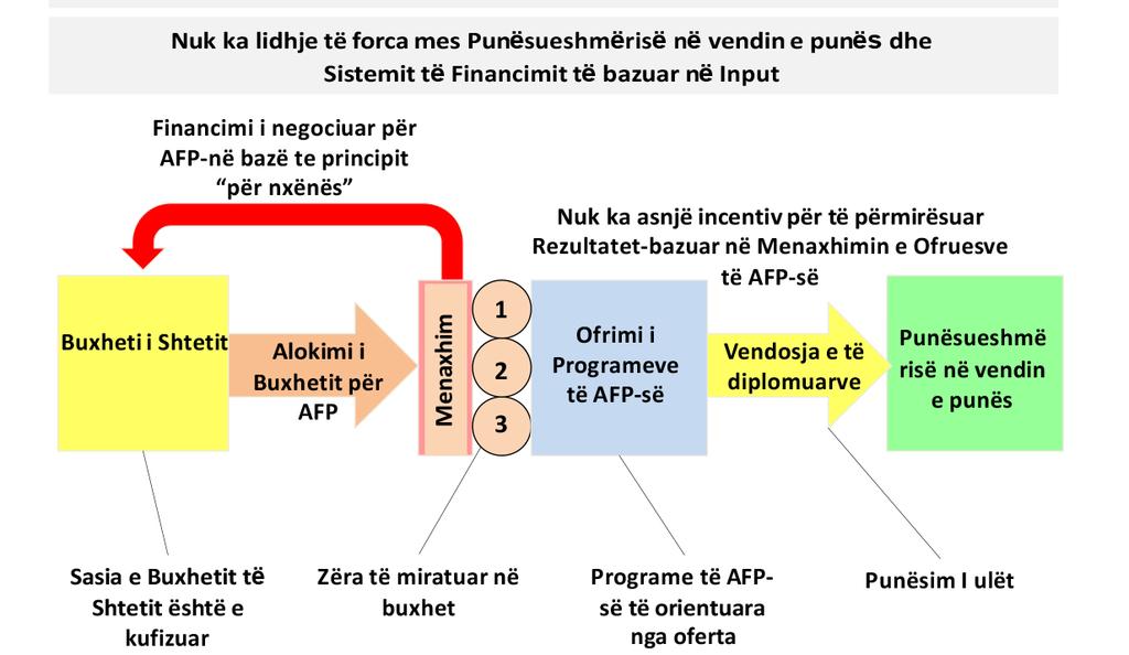 4.2.5 Kriteri 10: Kostot e Formimit, Rezultatet, Financimi dhe Lidhja e tyre Në sistemin aktual shqiptar të financimit të drejtuar nga inputi, shuma që qeveria ofron për ofruesit e AFP-së