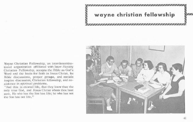 Case 1:18-cv-00231 ECF No. 1 filed 03/06/18 PageID.8 Page 8 of 53 44. An entry in the campus yearbook from 1956 notes the organization s affiliation with InterVarsity USA: 45.